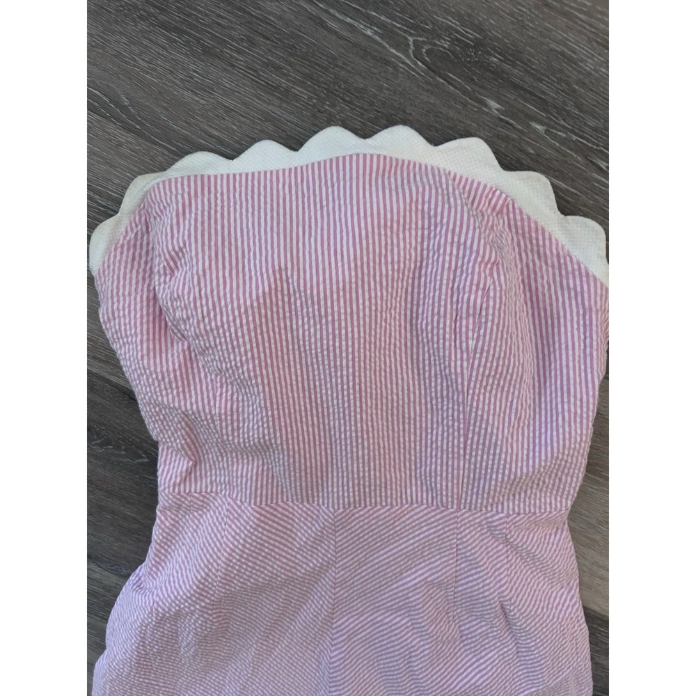Lily Pulitzer Size 6 Pink Striped Seersucker Corset Halter Lined Short Dress